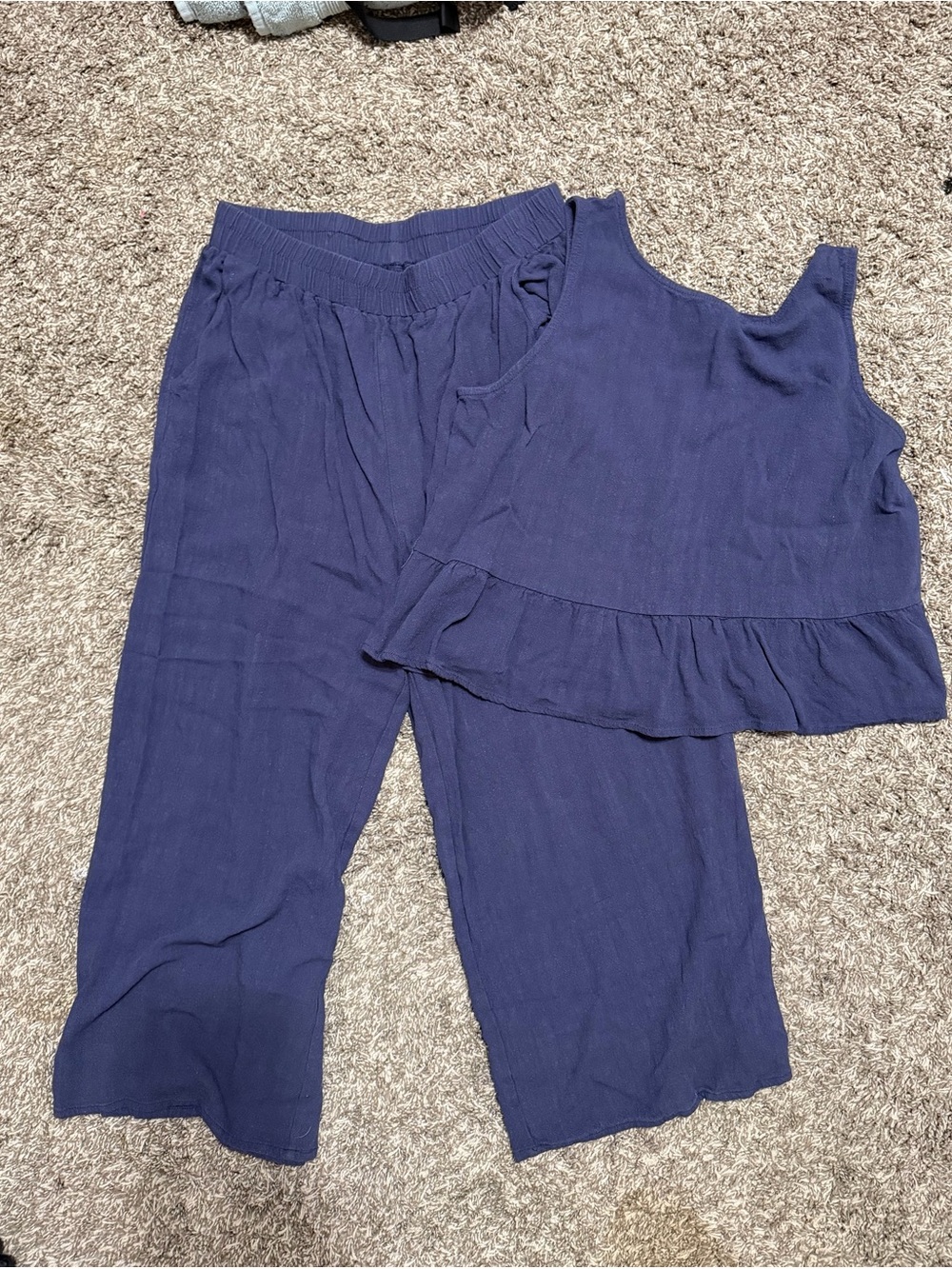 Women's Navy Two-Piece Tank & Wide-Leg Pants Set